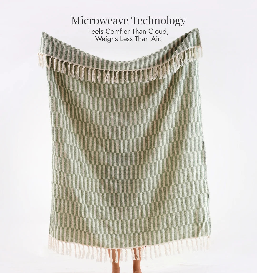 Cloudy Sofa Blanket - Beige Sage Checkered