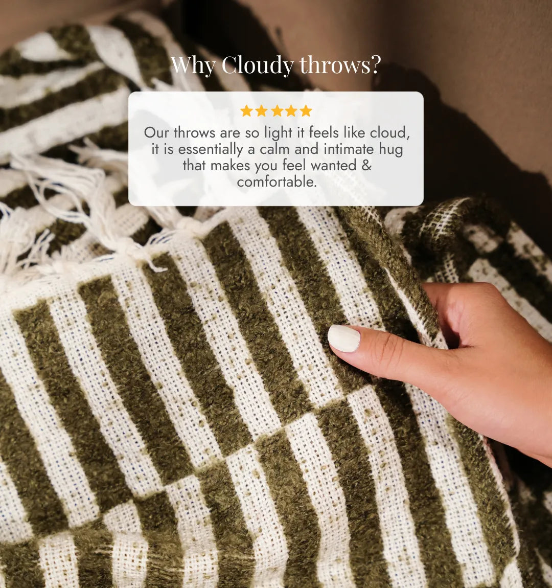 Cloudy Sofa Blanket - Emerald Moss Checkered