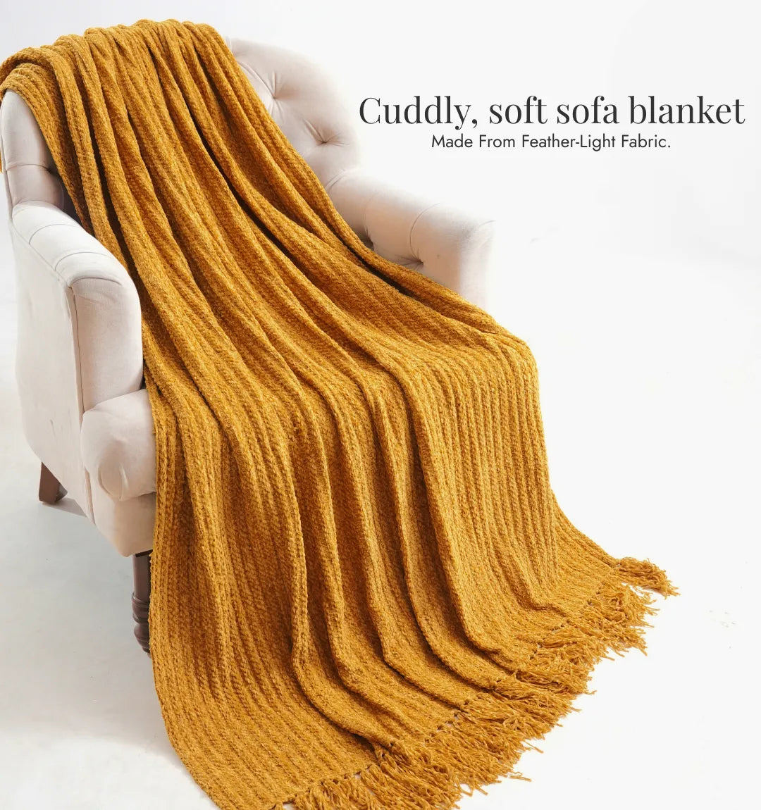 Cloudy Sofa Blanket - Mustard Meadow