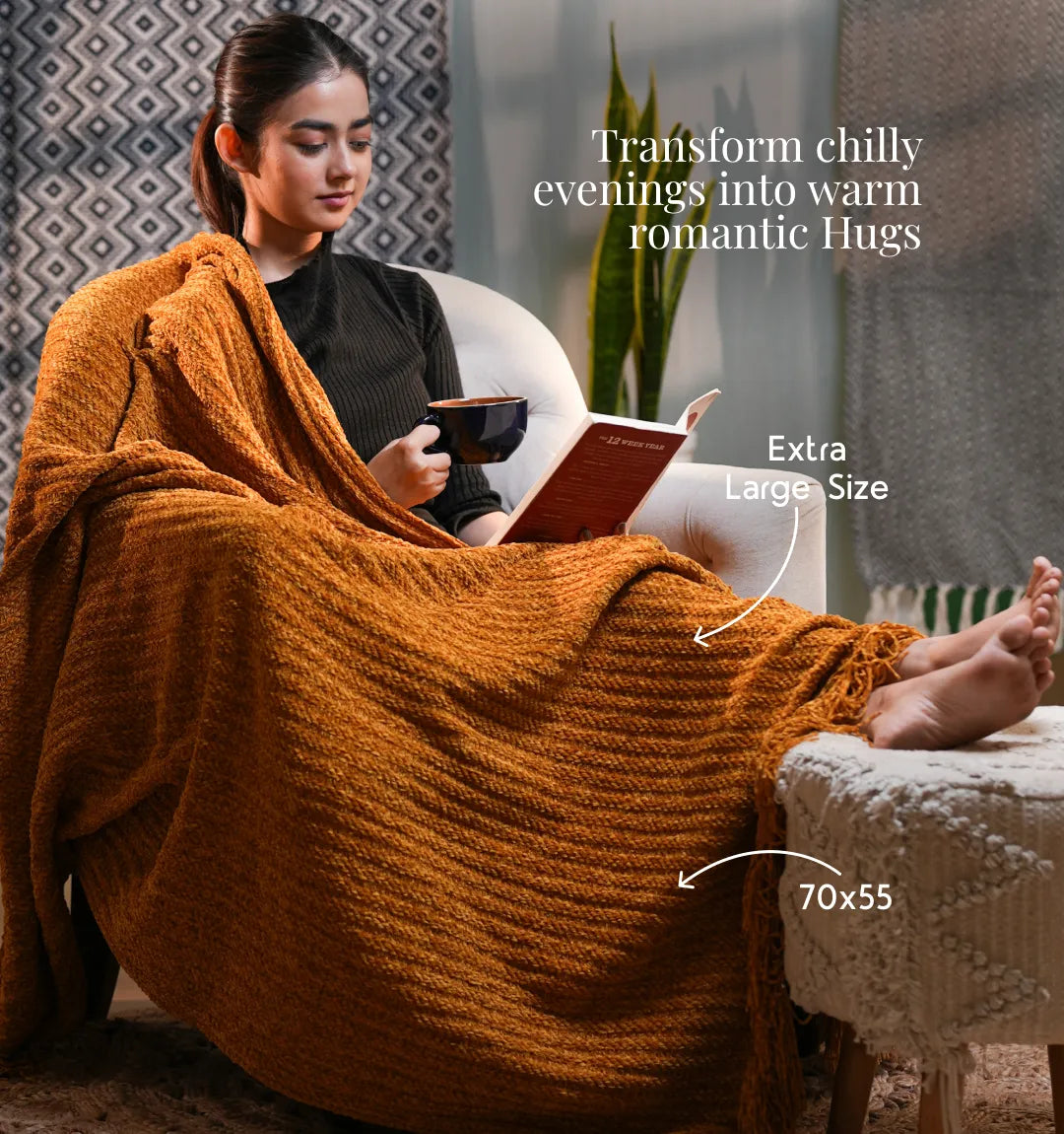 Cloudy Sofa Blanket - Mustard Meadow