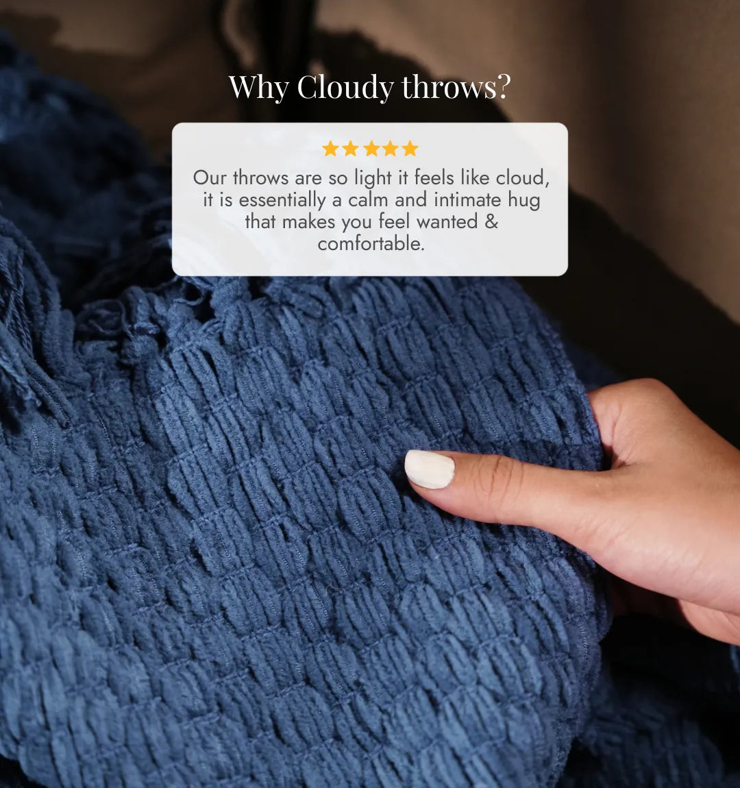 Cloudy Sofa Blanket - Blue Ash Zigzag