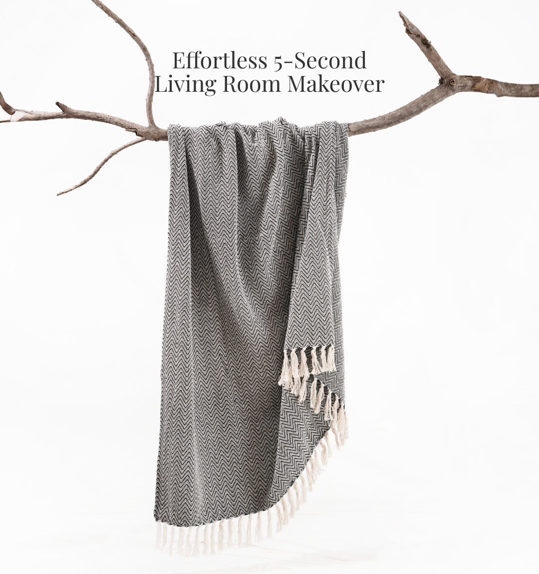 Cloudy Sofa Blanket - Charcoal Mist Zigzag