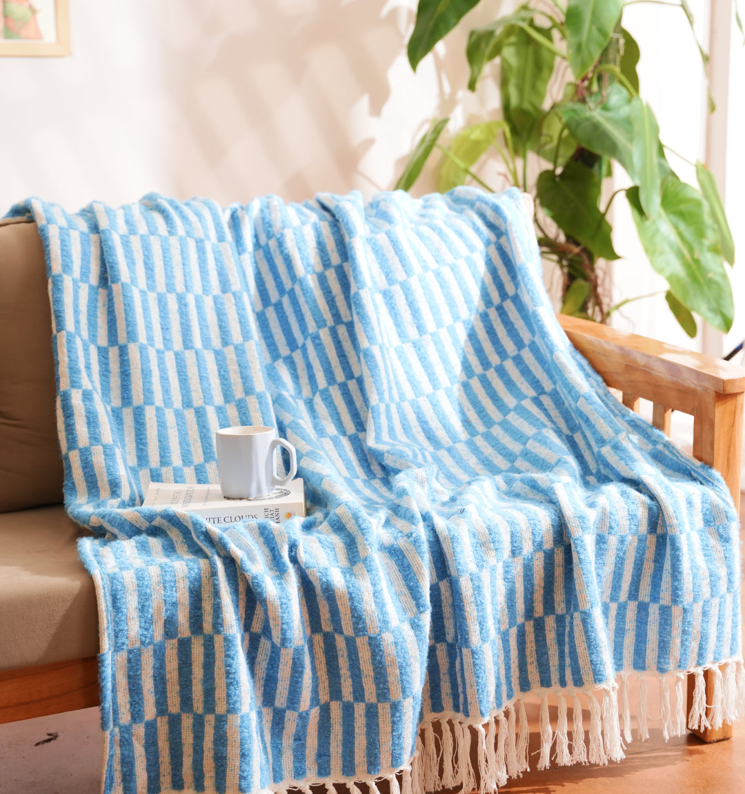Cloudy Sofa Blanket- Skyline Checkered