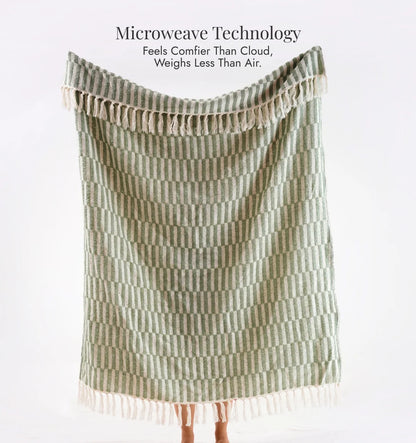 Cloudy Sofa Blanket - Beige Sage Checkered