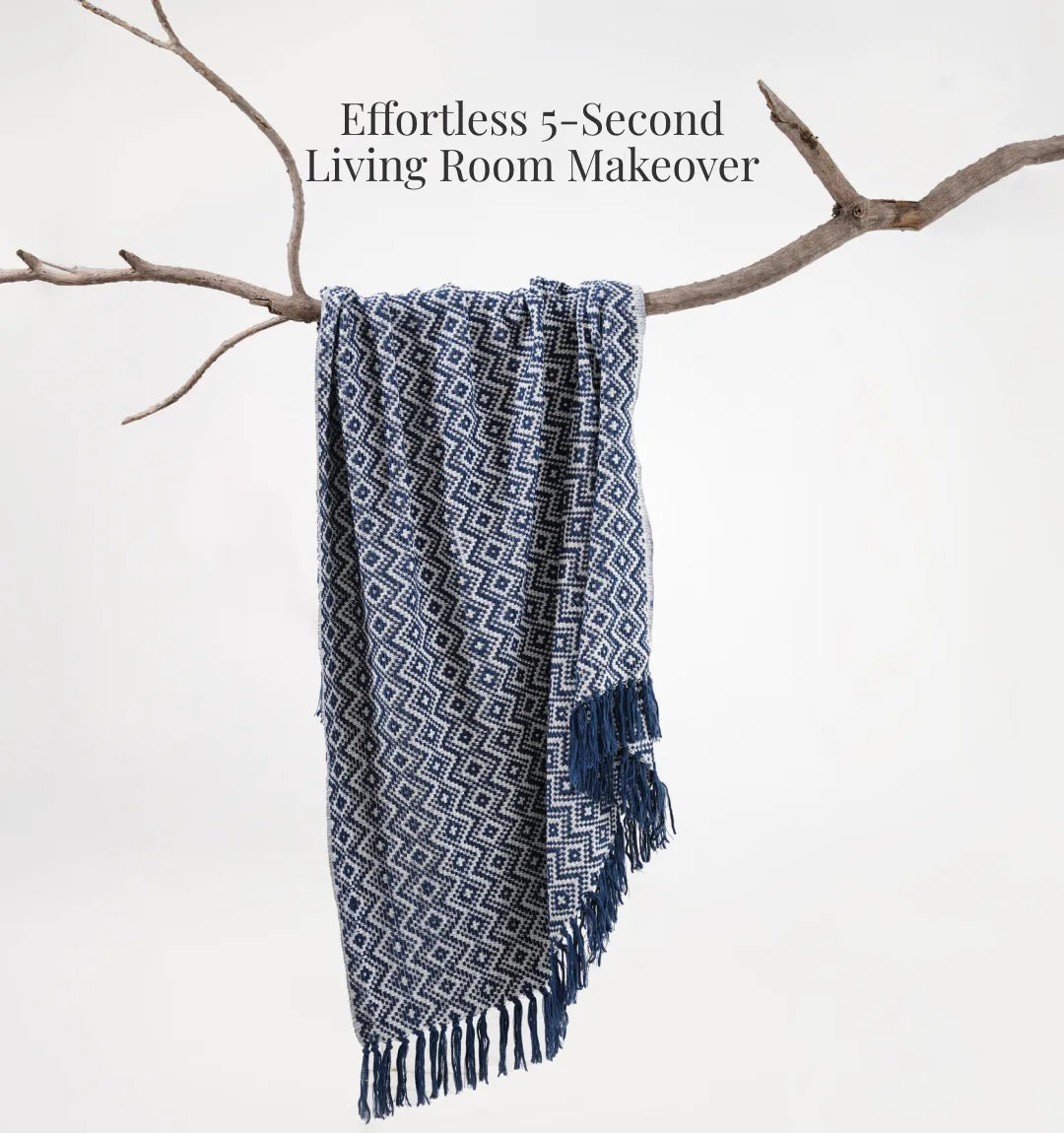 Cloudy Sofa Blanket - Navy Vanilla Lattice