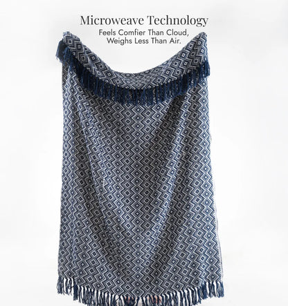 Cloudy Sofa Blanket - Navy Vanilla Lattice