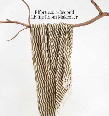 Cloudy Sofa Blanket - Emerald Moss Checkered