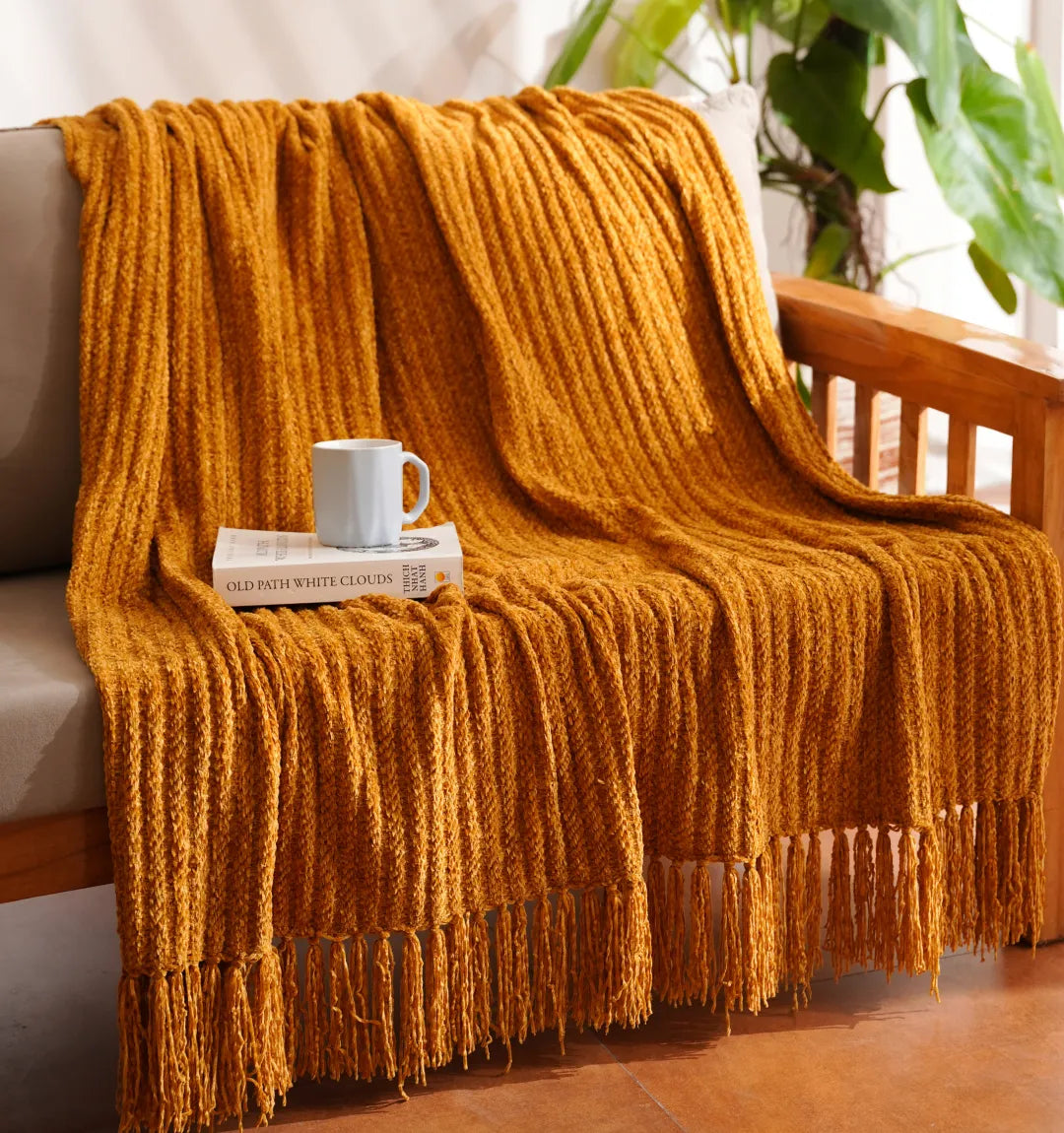 Cloudy Sofa Blanket - Mustard Meadow