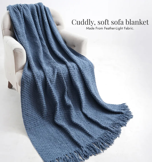 Cloudy Sofa Blanket - Blue Ash Zigzag