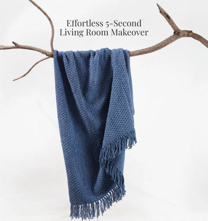 Cloudy Sofa Blanket - Blue Ash Zigzag