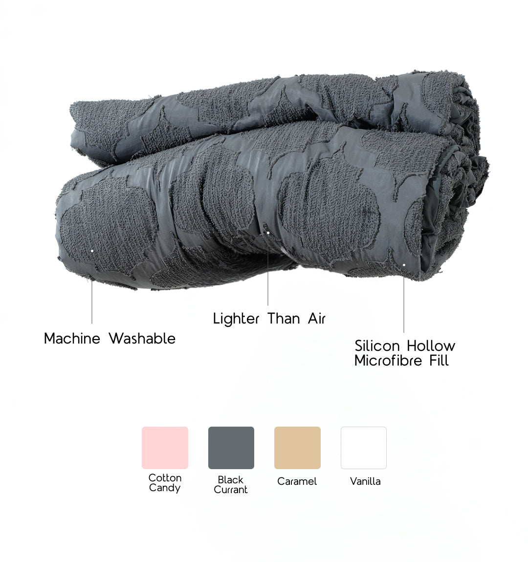 Midnight Air Threaded Comforter - Black Currant