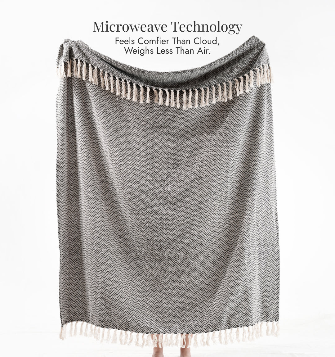 Cloudy Sofa Blanket - Charcoal Mist Zigzag
