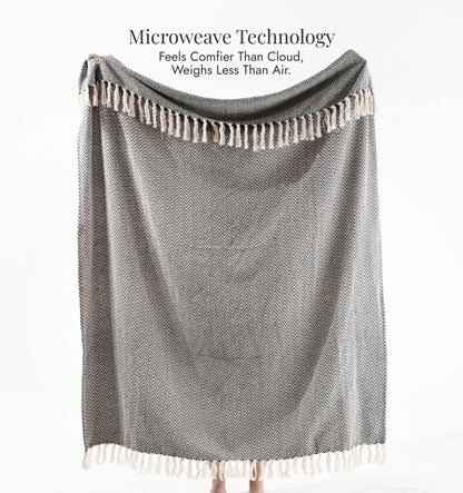 Cloudy Sofa Blanket - Charcoal Mist Zigzag