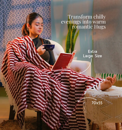 Cloudy Sofa Blanket - Rosewood Checkered