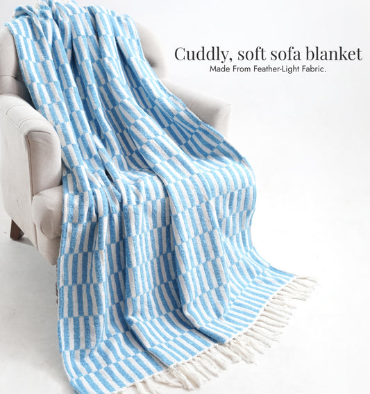 Cloudy Sofa Blanket- Skyline Checkered