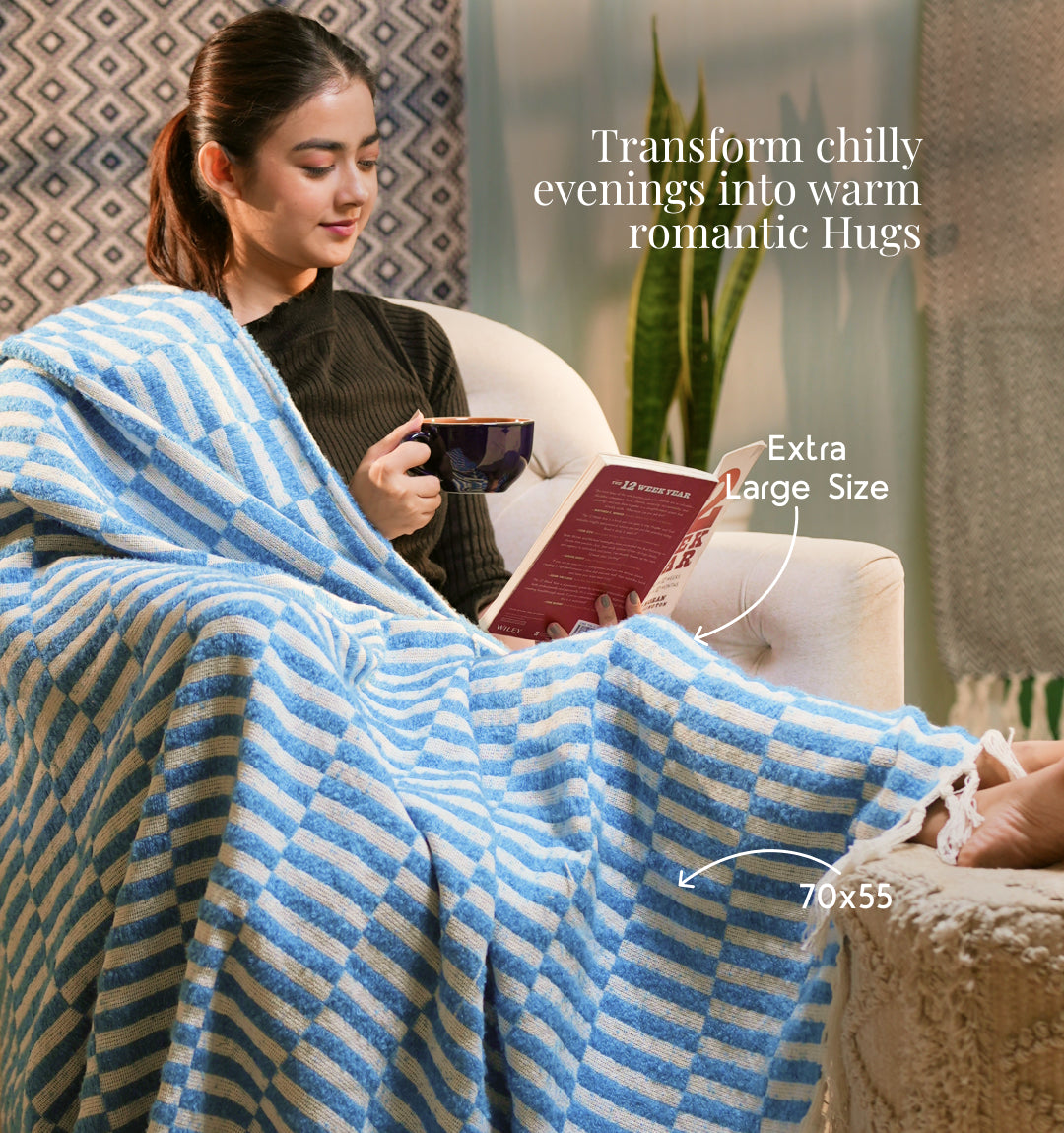 Cloudy Sofa Blanket- Skyline Checkered